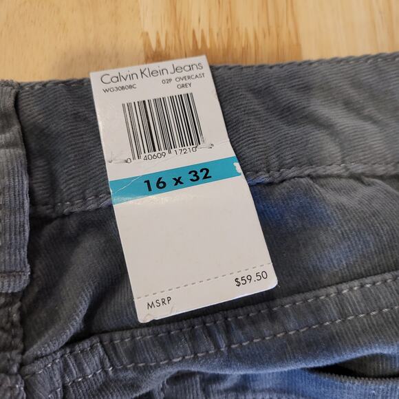 NWT Calvin Klein Jeans Gray Corduroy Straight Leg Sz. 16 Cotton Stretch - Picture 14 of 14